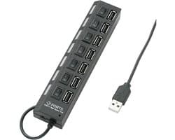 USB 2.0 Hub met 7 Poorten, Individueel Schakelbaar en Status-LEDs