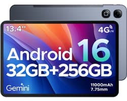 DOOGEE TAB G6 MAX - Android 16-tablet - 4G LTE - 13,4-inch FHD+ 90Hz IPS - 11000mAh/18W - 32GB ROM + 256GB RAM/2TB TF - Octa-core gamingtablet - 5G Wi-Fi - Widevine L1 - Face ID - OTG - Dubbele luidsprekers