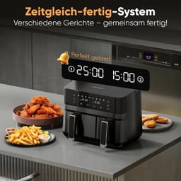 Dubbele Heteluchtfriteuse 9 Liter XXL - Frituren Zonder Vet met Gelijktijdig Gereed Systeem — thumbnail 5