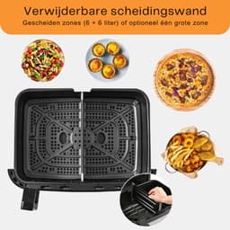 ElevateCommerce - XXL Airfryer 12L – Heteluchtfriteuse met Dubbele Kamer – Touchscreen – 8 Programma’s – Gezond Frituren Zonder Olie – Zwart — thumbnail 3
