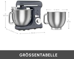 Voedselprocessor met 6-traps snelheidscontrole en 5,7L RVS kom, met dubbele kneedhaak, klopper en deeghaak, antislipstand, 1400 W — thumbnail 4