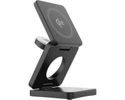 Dutch Quality® Opvouwbaar 3-In-1 Draadloze Qi2 Oplader- 15W- Oplaadstation- Geschikt voor smartphones, Apple Watch en AirPods - snellader geschikt voor Qi2 - zonder adapter