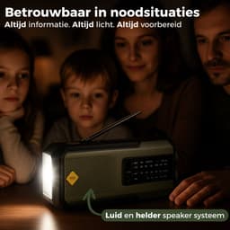Nextora Noodradio - Noodradio Solar Opwindbaar - Powerbank Zonneenergie - Noodradio Opwindbaar en Batterij - Groen — thumbnail 3