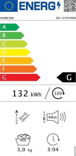 HOMCOM Wasdroger Roestvrij staal, ABS 49L x 43B x 61H cm Zwart — thumbnail 2