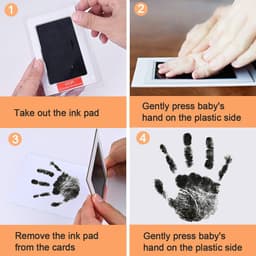 Stempelset met hand- en voetafdrukken (zonder inkt), perfect voor familiefoto's, dierbare herinneringen en geschikt voor baby's van 0-1 jaar of kleine huisdieren (inclusief 3 stempelkussens en 6 stempelkaarten). — thumbnail 2