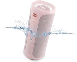 Draadloze Bluetooth-luidspreker met FM-radio, 10 uur autonomie, IPX7 waterdicht en lichtsysteem - Roze