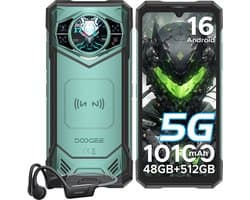 DOOGEE S200 X 5G VIP - Smartphone - Robuuste Smartphone - 48 GB RAM + 512 GB ROM / 2 TB TF - Android 16 - 10100 mAh / 33 W - 6,72 inch FHD+ 120 Hz-scherm - 100 megapixelcamera + 1,32 inch AMOLED - NFC- WiFi 6 - Gezichtsherkenning - GPS - Groen