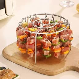 Airfryer BBQ-spiesenstandaard Roestvrijstalen rek voor grillen Airfryer Huishoudelijke grill Hangend rond rek Ovengrill, 24 hangende naalden — thumbnail 2