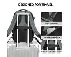 Ultralichte 20L Antidiefstal Handbagage Rugzak – Luchtvaartgoedgekeurde Reisrugzak met 40,64 cm Tech Sleeve, Natte Zone & 6 Beveiligingsvakken – Unisex Laptop & Travel Backpack