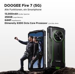 DOOGEE Fire 7 5G -Robuuste Smartphone-Outdoor Phone-16GB + 256GB/2TB- Android 15-6.6 inch HD+90Hz -13000mAh/18W -64MP+16MP AI Dual Camera-Construction Site Dedicated Phone-IP68 Waterproof-Dustproof-NFC-OTG-3 Card Slots — thumbnail 10
