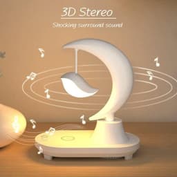 3-in-1 LED nachtlampje met bluetooth audio en draadloos opladen romantische kleurrijke sfeer nachtlampje aan het hoofdeinde (nb: bluetooth-luidspreker ondersteunt geen spraakfunctie) (maan) — thumbnail 5