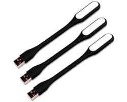 Gigicial USB LED-lamp - Oogvriendelijke bureaulamp - Flexibele siliconen behuizing, draagbare laptoplamp - 3 stuks - Zwart