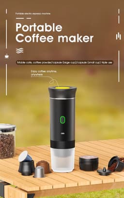 Tresaro Draagbaar Koffieapparaat voor Onderweg – Oplaadbare 12V Koffiemachine - 60ml - Espresso - Nespresso - Dolce Gusto Capsules - Gemalen Koffie — thumbnail 4