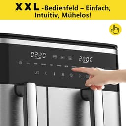 Dubbele lucht friteuse met touchscreen - 11 liter capaciteit - Airfryer - twee lades — thumbnail 2