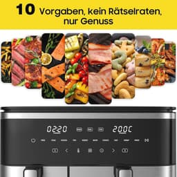 Dubbele lucht friteuse met touchscreen - 11 liter capaciteit - Airfryer - twee lades — thumbnail 3