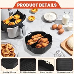 Siliconen Airfryer Accessoires - Herbruikbare Ronde Bakvorm 19-23cm voor Bakken, Braden en Grillen — thumbnail 5
