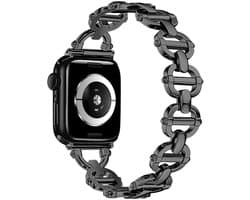 By Qubix - Geschikt voor Apple Watch bandje - Metalen ladder schakelbandje - Zwart - Geschikt voor Apple watch 38mm / 40mm / 41mm / 42mm - Smartwatch bandje