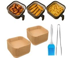 Papieren Inzetvellen voor Airfryer – 200 stuks + Accessoires (3-in-1 Set)