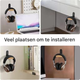 TuseRxln Koptelefoon Standaard - Headset Hanger - U-Vormige Hyperboloïde Steun Natuurlijk Berk En Aluminium - 1 - Thuis En Kantoor + Zwart — thumbnail 4