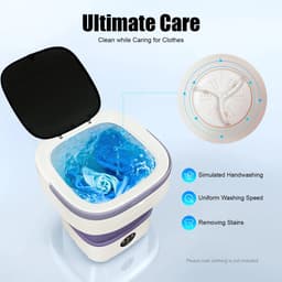 CYRO - Mini Wasmachine - Camping Wasmachine - Kleine Wasmachine - 12L Capaciteit - Draagbaar - Opvouwbaar - Reizen - Paars — thumbnail 5