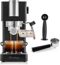 Slanke Espressomachine 20 Bar met Thermoblock, Melkopschuimer & Manometer – 0,8 L Reservoir, Kopjeswarmer – Voor Espresso, Cappuccino & Latte (Compact) — thumbnail 1