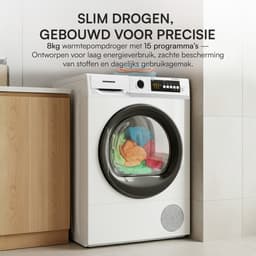 Heinner HHPD-V8T2KA++ Warmtepompdroger – 8 kg – 15 Programma’s – Digitaal Display – PureBeam+ Trommelverlichting – Omkeerbare Deur – Wit – 5 Jaar Garantie — thumbnail 9