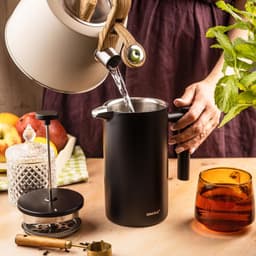 KINGHoff French Press 1 Liter – Mat Zwart – Dubbelwandig RVS – Luxe Koffie & Thee Zetter – KH-1996 — thumbnail 4