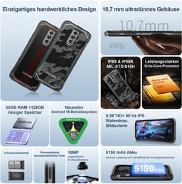 DOOGEE Blade10 - Robuuste Smartphone - 20GB RAM + 128GB ROM (2TB/TF) - Android 15- 6,56 inch IPS HD+ 90Hz - 4G Dual SIM - 5150 mAh - AI camera - Face ID - Widevine L1 -Rood — thumbnail 4