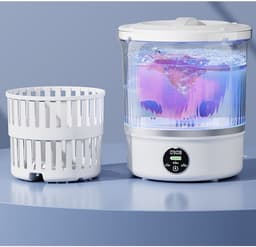 Mini draagbare wasmachine van 3 liter, Geschikt voor het wassen van huishoudkleding, sokken en ondergoed, en als reiswasmachine met centrifugefunctie. — thumbnail 1