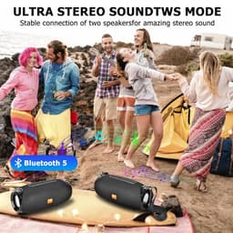 Draagbare Bluetooth Speaker Voor Buiten - Waterdichte Draadloze Luidspreker - Bluetooth 5.0 Voor Krachtig Geluid - Ondersteunt TF-Kaart MP3 En AUX - Partybox Voor Feesten Thuis Buiten En Strand - Zwarte Geluidsbox Met Stereo Sound — thumbnail 4