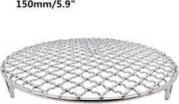 Braadrooster - BBQ Grill - Grill Net - RVS Stoomrek - Ronde Grill - Kookspullen - Kookspullen - Grillaccessoires - Koken Buiten - Buiten - Kamperen - Picknick - Diameter 15cm - Zilver — thumbnail 5