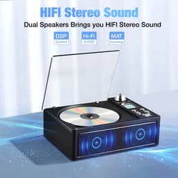 CD Speler met Bluetooth & FM Radio – Desktop CD Player met Dubbele Speakers – Ondersteunt USB, TF-kaart, AUX & Optische Uitgang – Inclusief Afstandsbediening, LCD-Display & Hoofdtelefoonaansluiting – Zwart — thumbnail 5