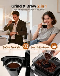 Aigostar Savor - Koffiezetapparaat met ingebouwde koffiemolen - 1.5L - Aromaselectie - Digitaal Display - Warmhoudfunctie - 24-uurs Timer - 1400W - Zwart — thumbnail 3