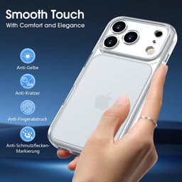 Hoes voor iPhone 17 Pro Max, met camerabescherming, stootvast, topkwaliteit, militaire standaard, krasbestendig, doorzichtige achterkant, telefoonhoes, anti-vingerafdruk, mat wit — thumbnail 3