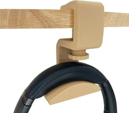 Koptelefoonhouder met Bureaubladklem (10–35 mm) – Lattebruin – Onder Bureau – Duurzaam PLA — thumbnail 2