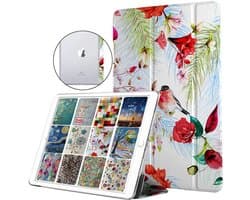 Harde Smart PC iPad 10.2 9e 8e 7e Generatie Hoes - Transparante Achterkant met Vogel Bloemen