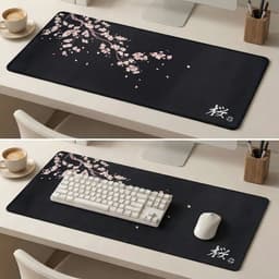 Grote Muismat 80x30 | Gaming Muismat | Zwart | XXL | Antislip | Desktop Mat | Computer Mat | Japanse blossom — thumbnail 1