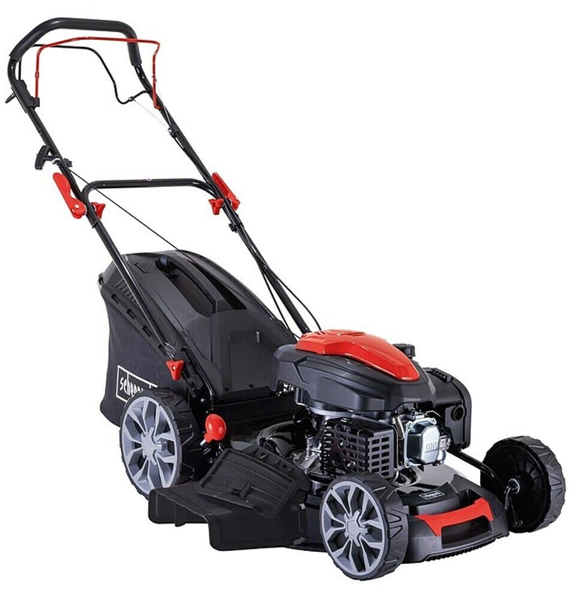 Scheppach Benzine Grasmaaier PML53-225S – 224cc Krachtige 4-Takt Motor – 53 cm Maaibreedte – Met Aandrijving – 6-in-1 Functie – Geschikt tot 1800 m² – 65L Opvangbak — afbeelding 1