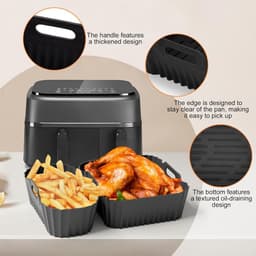 OIMG Vierkante Heteluchtfriteuse Accesoires Set - 18 Stuks - Geschikt voor philips Airfryer Dual Basket 3000 Series NA350 Airfryer-accessoires - Complete Accessoireset - Waaronder siliconenvorm/heteluchtfriteuse-accessoires/grill/broodvormen/tangen — thumbnail 6