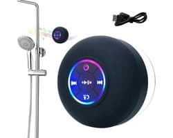 Waterdichte LED Bluetooth Douche Luidspreker met Zuignap - Zwart - USB Oplaadbaar. Geschikt voor Smartphone, Tablet en PC. Muziekbox voor onder de douche