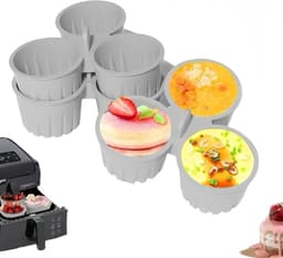 2-Pack Siliconen Eiervormen - 3 Cups Airfryer Eier Moulds met 135 ml - Anti-aanbak, Herbruikbaar en Vaatwasser Veilig - Grijs — thumbnail 1