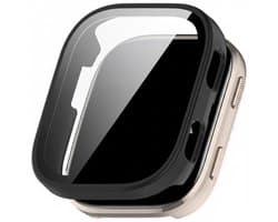 Watch case screenprotector - geschikt voor Amazfit Bip 6 - hoesje - gehard glas - volledige bescherming - mat zwart