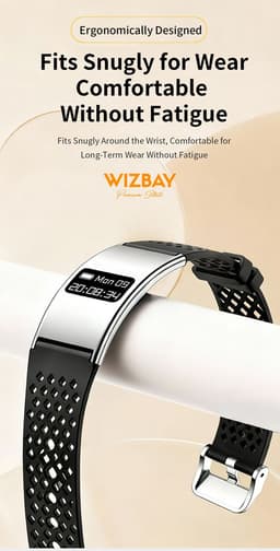 WizBay Premium Select® Smart Bracelet 2026 - Ultradun 2,8 mm - Hartslag en SpO2 - Slaapmonitor - 5ATM Waterdicht - Fitness Tracker - IPS Screen - Android en iOS - Zwart - Siliconen Band en Gewoven Siliconen Band — thumbnail 5