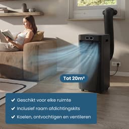 Auronic Mobiele Airco - 7.000 BTU - 3-in-1 - Airconditioning met 2 Raamafdichtingskits - Ventilator - Ontvochtiger - Tot 20m² - Zwart — thumbnail 3