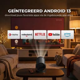 BMN® Premium Mini Beamer 2026 Editie - Smart Projector met 4K ondersteuning - Geschikt voor IOS en Android - WiFi 6 & Bluetooth 5.4 - Android 13.0 - Draagbaar - Thuisbioscoop - Zwart — thumbnail 3