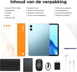Aorlym P13 Pro - Tablet - 12 GB RAM + 256 GB ROM (2 TB/TF) - 13,4 inch tablet FHD+ 120 Hz - Android 16 - UNISOC T7280 - 12000 mAh - 4G LTE - Wi-Fi 5 - Bluetooth 5.0 - Inclusief toetsenbord, muis, Stylus en hoesje - Dubbele luidsprekers - Blauw — thumbnail 3