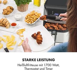 Zilverkleurige 5.4L heteluchtfriteuse met LCD-touchscreen en 8 programma's — thumbnail 5