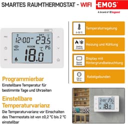 Slimme kamerthermostaat met WiFi en app voor verwarmings- en koelsystemen — thumbnail 3