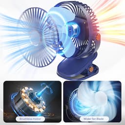 USB Tafelventilator met Clip en LED Licht - Draagbare Bureauventilator met 4000 mAh Accu voor Stil Gebruik in Slaapkamer en Kantoor — thumbnail 4