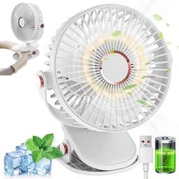 Draagbare Klemventilator met 5 Snelheden en 720 Graden Draaibaar, Oplaadbaar en Stil voor Thuis en Kantoor — thumbnail 4